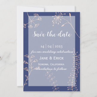 Non Photo Simple Blue Wild Flower  Save The Date
