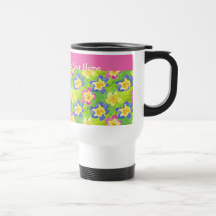 Non-spill Mug to Personalize Primroses Gingham