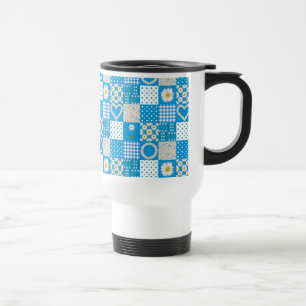 Non-spill Travel Mug: Daisychains, Faux Patchwork Travel Mug