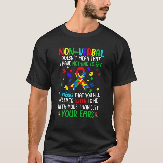 Non Verbal Autism Awareness Month Kids Autistic Ch T-Shirt (Front)