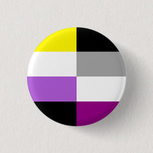 Nonbinary Asexual Dual Pride Flag 1 Inch Round Button