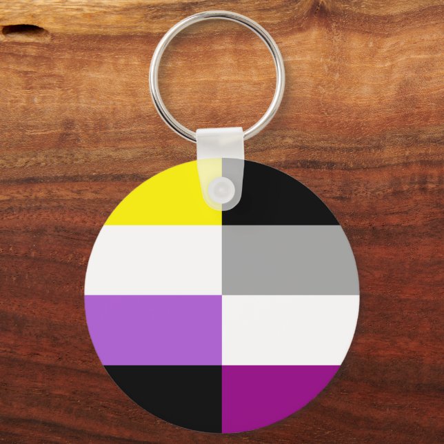 Nonbinary Asexual Dual Pride Flag Keychain (Front)
