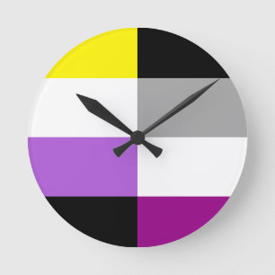 Nonbinary Asexual Dual Pride Flag Round Clock