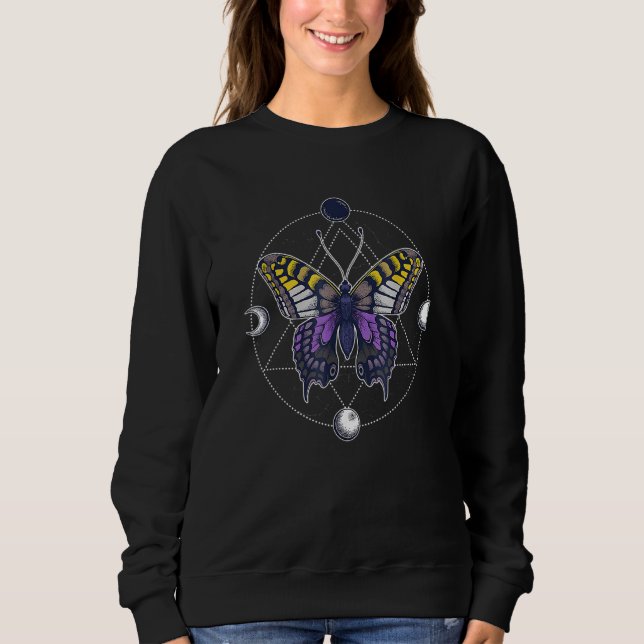 Nonbinary Butterfly Enby Pride Flag Lgbt Subtle Tr Sweatshirt (Front)
