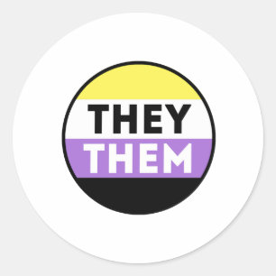 Nonbinary Button Pronouns - They Them Classic Round Sticker