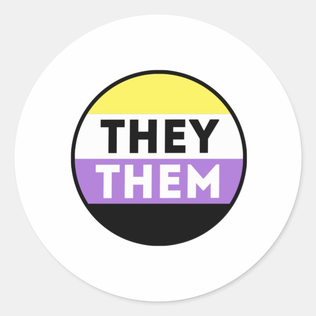 Nonbinary Button Pronouns - They Them Classic Round Sticker (Front)