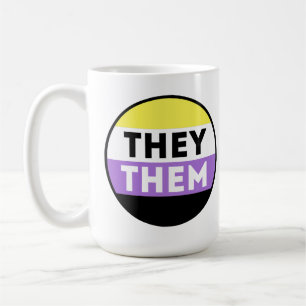 Nonbinary Button Pronouns - They Them Coffee Mug