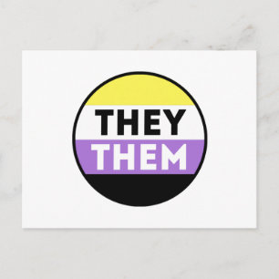 Nonbinary Button Pronouns - They Them Postcard