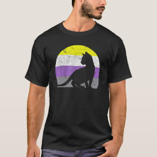 Nonbinary Cat Flag Lgbtq Pride Month Vintage Retro T-Shirt