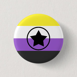 NonBinary/Enby Pride Flag with a Star in a Circle 1 Inch Round Button