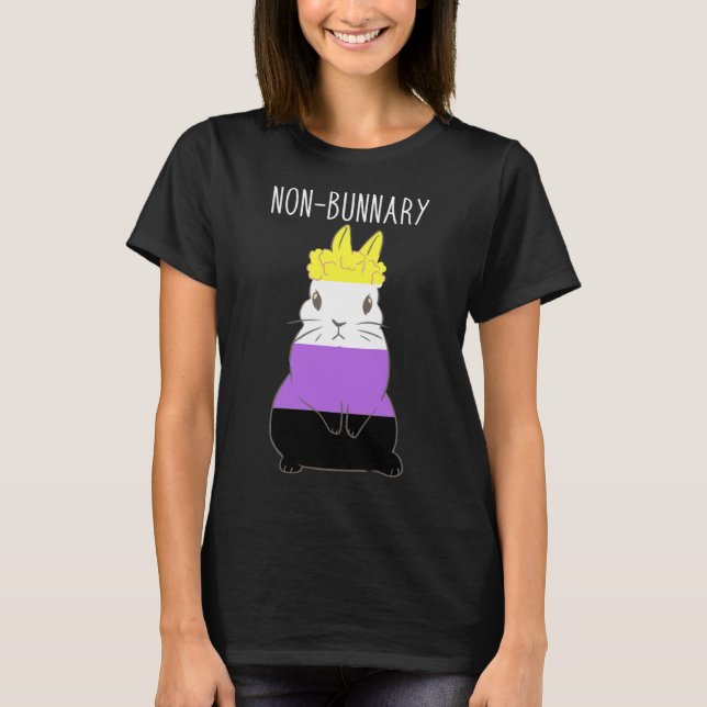 Nonbinary Flag Bunny Nonbinary Pride LGBTQ Genderq T-Shirt (Front)
