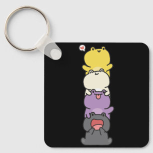 Nonbinary Flag Color Frogs Subtle Enby Pride Cute  Keychain