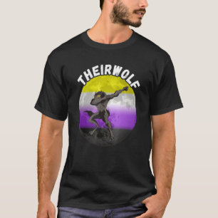 Nonbinary Flag Dabbing Theirwolf Nonbinary Pride L T-Shirt