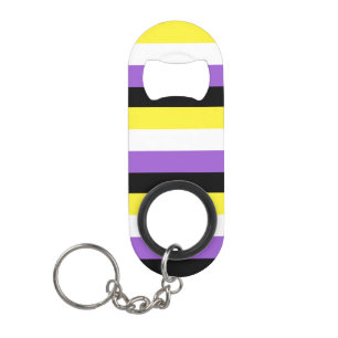 Nonbinary Flag Keychain Bottle Opener