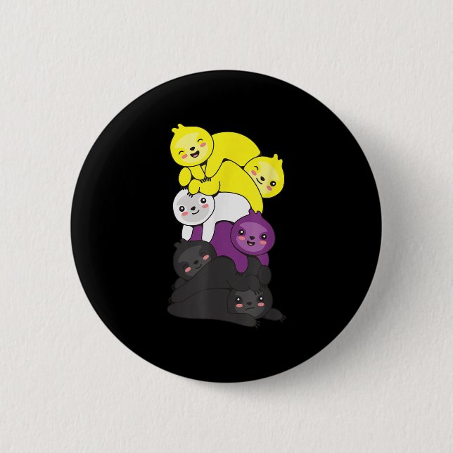 Nonbinary Flag Non Binary Pride Lgbtq Sloth _1  2 Inch Round Button (Front)