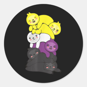 Nonbinary Flag Non Binary Pride Lgbtq Sloth _1 Classic Round Sticker