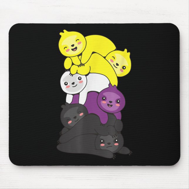 Nonbinary Flag Non Binary Pride Lgbtq Sloth _1  Mouse Pad (Front)
