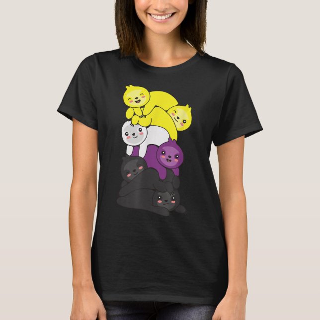 Nonbinary Flag Non Binary Pride Lgbtq Sloth _1  T-Shirt (Front)