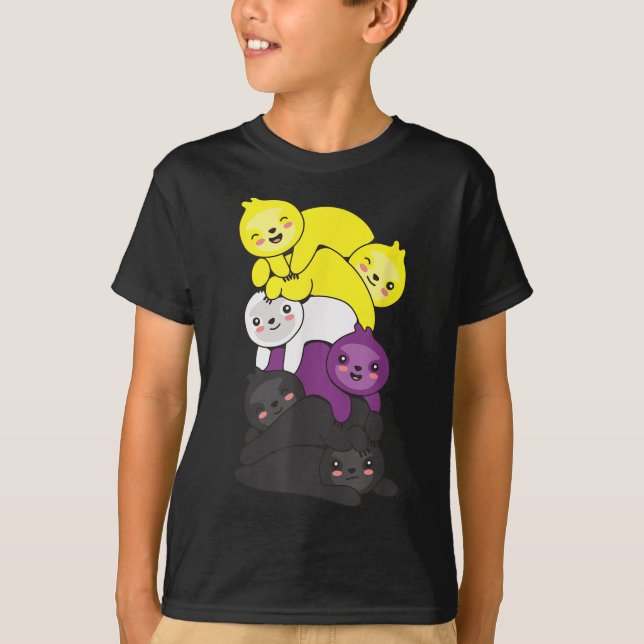 Nonbinary Flag Non Binary Pride Lgbtq Sloth _1  T-Shirt (Front)