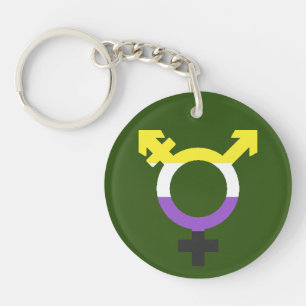 Nonbinary Flag Trans Symbol Keychain