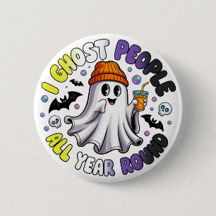 Nonbinary Funny Halloween – I Ghost People 2 Inch Round Button