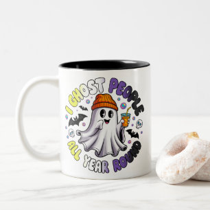 Nonbinary Funny Halloween – I Ghost People Two-Tone Coffee Mug