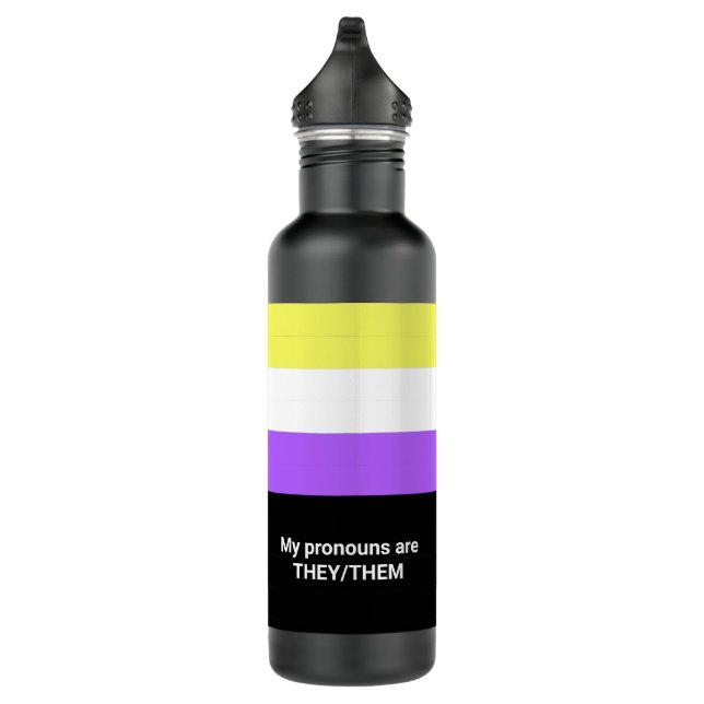 Nonbinary Gender Flag LGBT Name Pronouns They Them 710 Ml Water Bottle (Right)