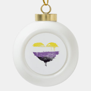 NONBINARY HEART CERAMIC BALL CHRISTMAS ORNAMENT