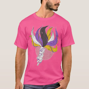 Nonbinary Kitsune Non Binary Pride Flag Trans Japa T-Shirt