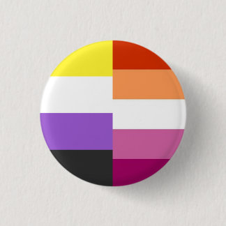 Nonbinary Lesbian 50-50% (both) flag mashup 1 Inch Round Button