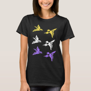 Nonbinary LGBTQ Subtle Cute Birds LGBT Gay Pride E T-Shirt