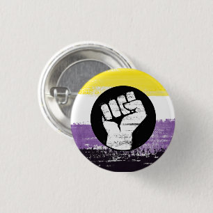 Nonbinary Painted Protest Flag 1 Inch Round Button