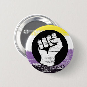 Nonbinary Painted Protest Flag 2 Inch Round Button