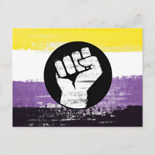 Nonbinary Painted Protest Flag Postcard