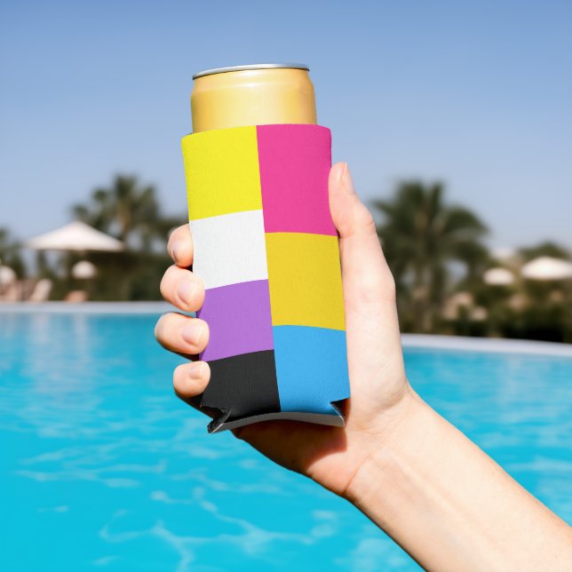 Nonbinary Pansexual Dual Pride Flag Seltzer Can Cooler (In Situ Pool)