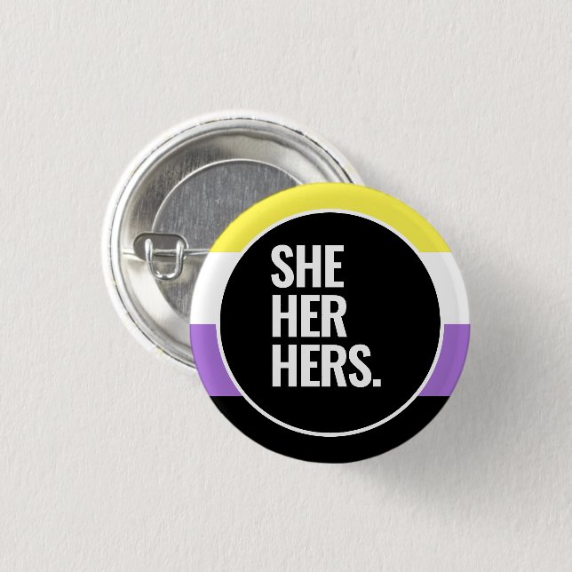 Nonbinary Pride 1 Inch Round Button (Front & Back)