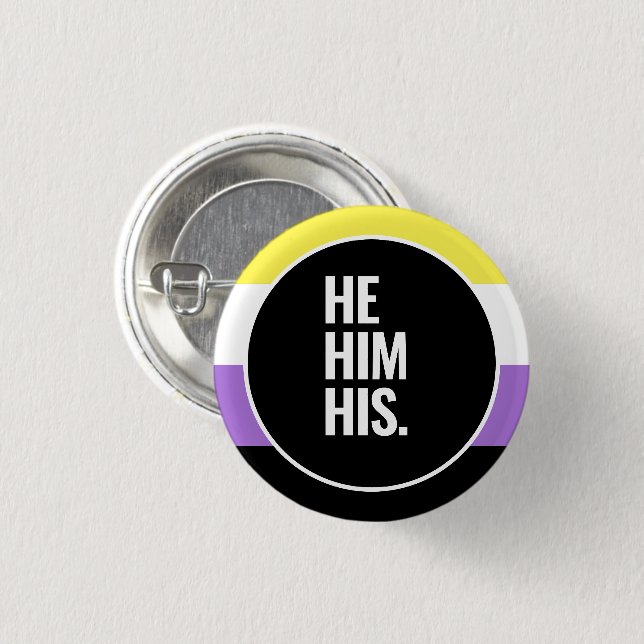 Nonbinary Pride 1 Inch Round Button (Front & Back)