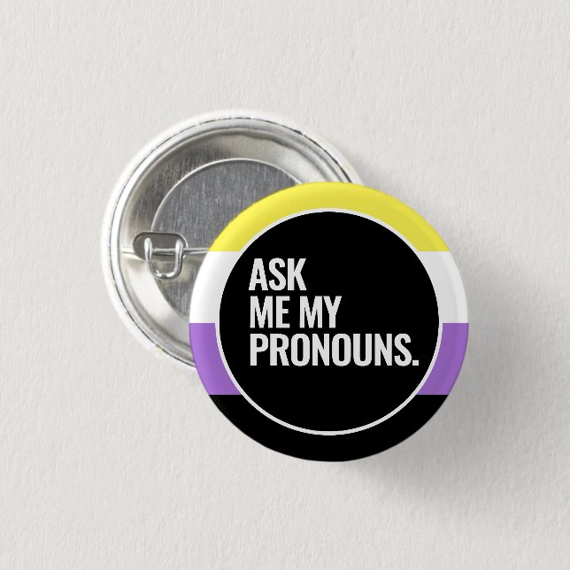 Nonbinary Pride 1 Inch Round Button (Front & Back)