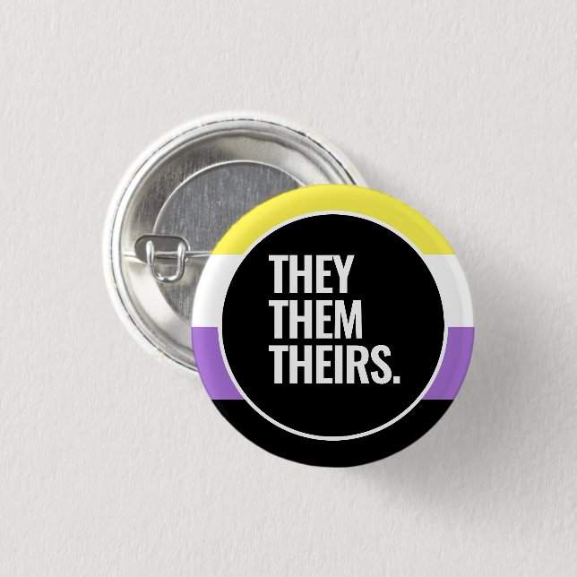 Nonbinary Pride 1 Inch Round Button (Front & Back)