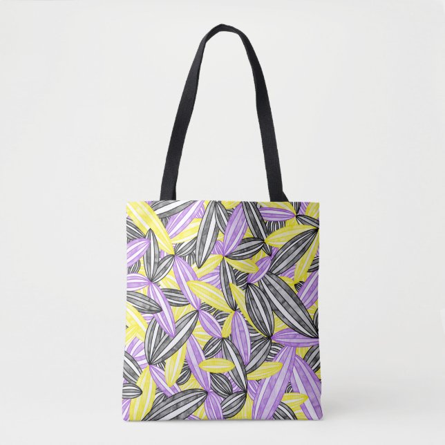 Nonbinary Pride Abstract Zen Flower Petals Purple  Tote Bag (Front)