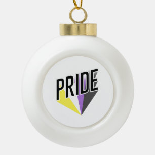 Nonbinary Pride Burst Ceramic Ball Christmas Ornament