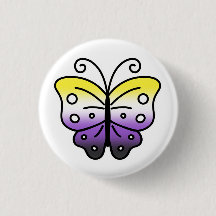 Nonbinary Pride Butterfly Pin Badge