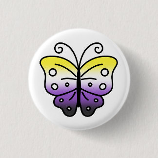 Nonbinary Pride Butterfly Pin Badge