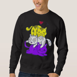 Nonbinary Pride Cat Lgbt Non Binary Flag Cute Cats Sweatshirt