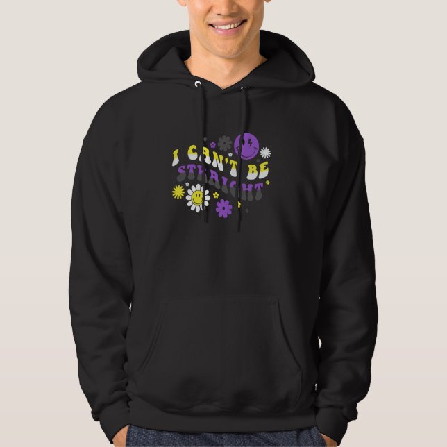 Nonbinary Pride Colours Retro LGBTQ Enby Bold Quee Hoodie (Front)