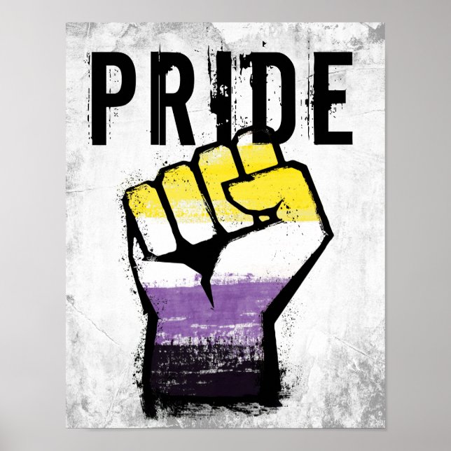 Nonbinary Pride Fist Poster (Front)
