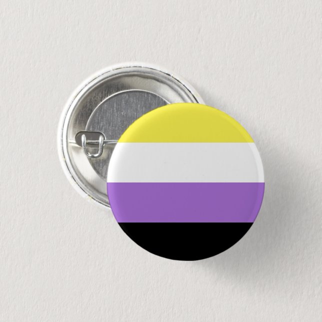 Nonbinary Pride Flag 1 Inch Round Button (Front & Back)