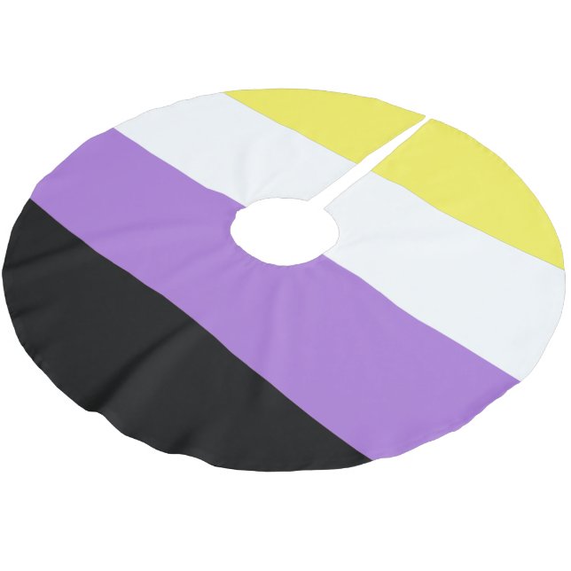 Nonbinary Pride Flag Brushed Polyester Tree Skirt (Angled)