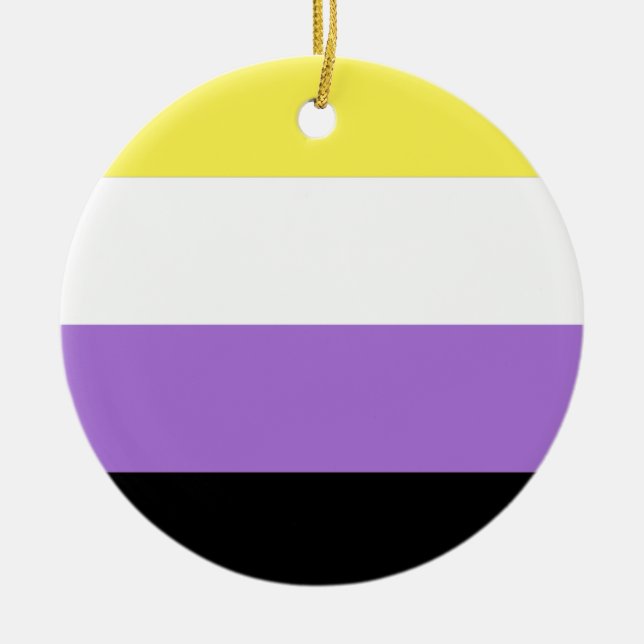 Nonbinary Pride Flag Ceramic Ornament (Front)