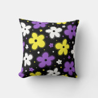 Nonbinary Pride Flag Flowers Doodle Yellow Purple